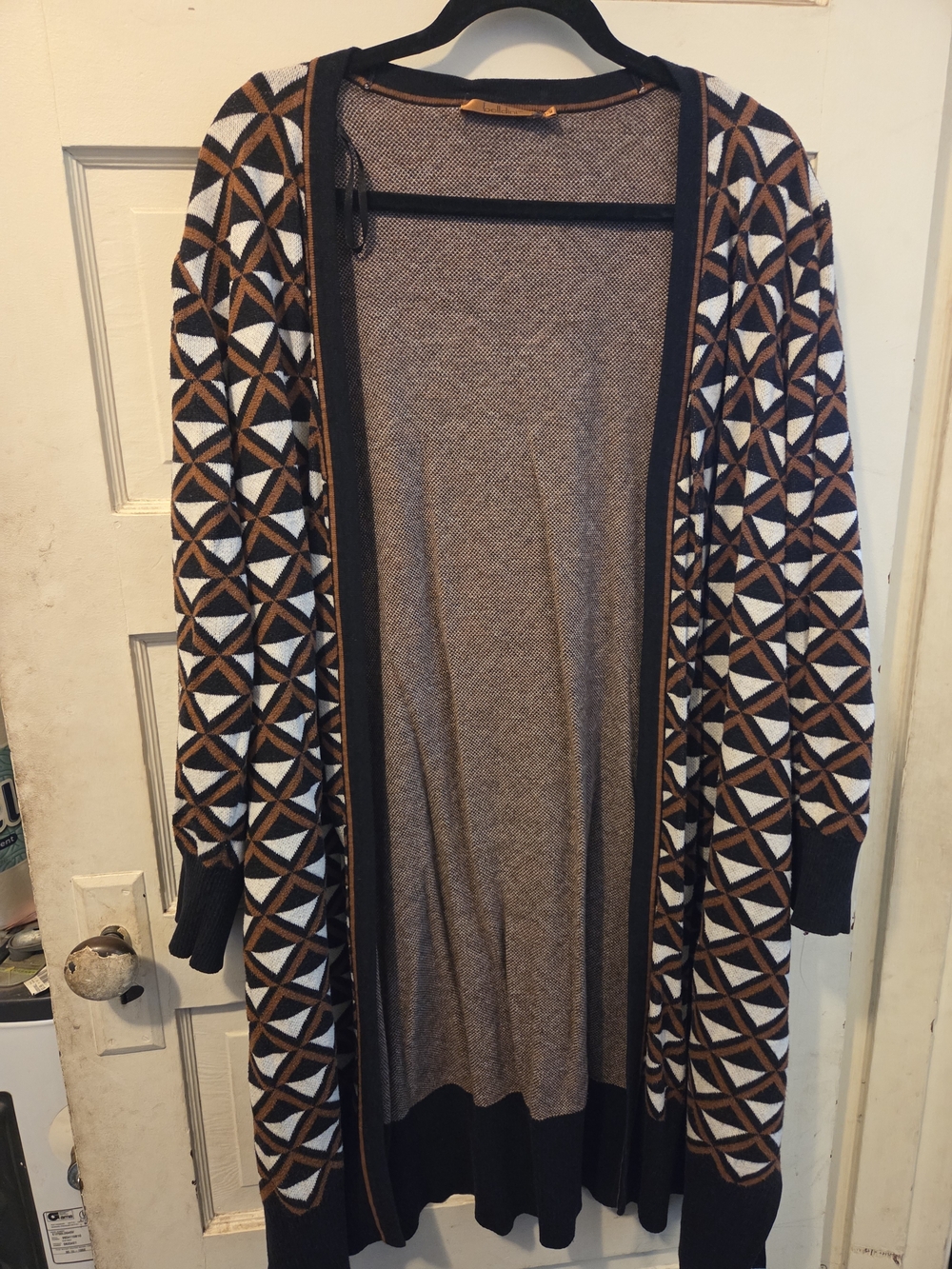 Belldini Brown and Black Knit Sweater with Contrast Trim
